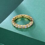 18K White Gold Plated Round-Cut Cubic Zirconia All-Around Band Ring Cocktail Jewelry for Women and Men - Image 4