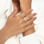 18K White Gold Plated Round-Cut Cubic Zirconia All-Around Band Ring Cocktail Jewelry for Women and Men - Image 6