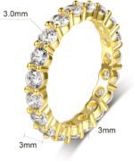 18K White Gold Plated Round-Cut Cubic Zirconia All-Around Band Ring Cocktail Jewelry for Women and Men - Image 7
