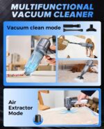 Saker Car Vacuum Portable Cordless, Foldable Mini Handheld Vacuum Cordless and Air Duster 17000PA High Power Vacuum Cleaners for Home,Cars,Office Cleaning HL133 Silver - Image 6