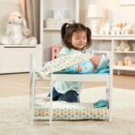 Melissa & Doug Mine to Love Wooden Play Bunk Bed for Dolls up to 18 inches-Stuffed Animals - White (2 Beds, 17.4”H x 9.1”W x 20.7”L Assembled and Stacked) - Image 3