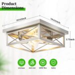 Brushed Nickle Hallway Light Fixtures, 2-Light Modern Farmhouse Flush Mount Ceiling Lights, 2-Pack Chrome Kitchen Light Fixtures, Square Close to Ceiling Lights for Bedroom Living Room Entryway - Image 3