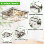 Brushed Nickle Hallway Light Fixtures, 2-Light Modern Farmhouse Flush Mount Ceiling Lights, 2-Pack Chrome Kitchen Light Fixtures, Square Close to Ceiling Lights for Bedroom Living Room Entryway - Image 4