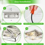 Brushed Nickle Hallway Light Fixtures, 2-Light Modern Farmhouse Flush Mount Ceiling Lights, 2-Pack Chrome Kitchen Light Fixtures, Square Close to Ceiling Lights for Bedroom Living Room Entryway - Image 7