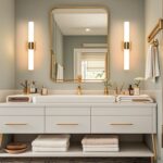 Modern Wall Sconce 22 Ihch Gold Bathroom Sconces LED Wall Lighting Fixtures with Acrylic Shade Hardwired Long Vanity Lights Over Mirror for Bedroom Living Room Hallway - Image 3