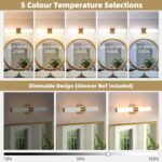 Modern Wall Sconce 22 Ihch Gold Bathroom Sconces LED Wall Lighting Fixtures with Acrylic Shade Hardwired Long Vanity Lights Over Mirror for Bedroom Living Room Hallway - Image 4