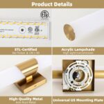 Modern Wall Sconce 22 Ihch Gold Bathroom Sconces LED Wall Lighting Fixtures with Acrylic Shade Hardwired Long Vanity Lights Over Mirror for Bedroom Living Room Hallway - Image 7