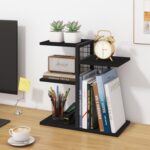 ELITEROO Desktop Bookshelf, 4 Tier Wood Desk Organizer Shelf, Tabletop Storage Shelf Rack for Office Supplies, Desk Decorations for Women Office, Rustic Black - Image 6