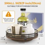 Farmhouse Oak 9" Lazy Susan Turntable Organizer for Cabinet, Round Wooden Lazy Susan Organization and Storage for Dining Table, Pantry, Kitchen, Countertop, Cupboard,Home Decor, Walnut Wood - Image 5