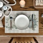 Artoid Mode Buffalo Plaid Eucalyptus Pumpkins Leaves Fall Placemats Set of 6, 12x18 Inch Seasonal Autumn Table Mats for Party Kitchen Dining Decoration - Image 3