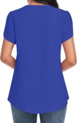 Bestbee Women's Dressy Chiffon Blouses V Neck Tops Tee 2025 Summer Shirts Petal Short Sleeve Casual T-Shirts - Image 4