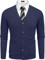 COOFANDY Men's Cardigan Sweater Long Sleeve Casual V Neck Button Down Knitted Sweater with Pockets - Image 8