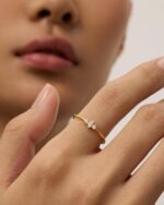 PAVOI 18K Gold Plated Marquise Round Mini Cubic Zirconia Stackable Rings for Women | Dainty Stacking Thin Band for Women - Image 3