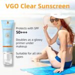 VGO Clear Face Sunscreen SPF 50, Hydrating Sun Essence Leaves No Sticky Feeling Travel Size Sunscreen Against UVA and UVB Rays 50ml / 1.7oz - Image 3