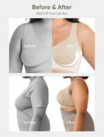 Minimizer Bras for Women No Underwire Wireless Supportive Full Coverage Wide Straps Seamless Tshirt Bra Nude L - Image 6