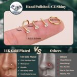 ORAZIO Nose Rings for Women - 14K Gold Filled Hypoallergenic Surgical Steel Nose Ring Hoops 18G/20G Small Cute CZ Straight Screw L Shaped Nose Studs Piercings Jewelry for Women Men 15Pcs - Image 3