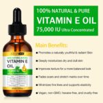 Vitamin E Oil,Natural Vitamin E Oil for Skin 75,000 IU, Organic Pure Vitamins E Oils for Skin Face,Body Bath Moisturizing and Winkles,Reduce Fine Lines & Scars 2Fl Oz - Image 3