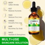 Vitamin E Oil,Natural Vitamin E Oil for Skin 75,000 IU, Organic Pure Vitamins E Oils for Skin Face,Body Bath Moisturizing and Winkles,Reduce Fine Lines & Scars 2Fl Oz - Image 6