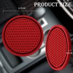 4PCS Car Cup Holder Coaster, Universal Auto Non-Slip Cup Holder Coaster, 2.75In Universal Non-Slip Recessed Car Interior Accessories (Red) - Image 3