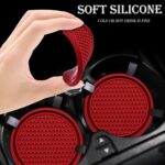 4PCS Car Cup Holder Coaster, Universal Auto Non-Slip Cup Holder Coaster, 2.75In Universal Non-Slip Recessed Car Interior Accessories (Red) - Image 5