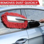IPELY 2 Pack Large Car Duster Exterior Scratch Free with Extendable Handle and Car Duster Interior, Wax Cotton Hair Dusters (Red) - Image 3