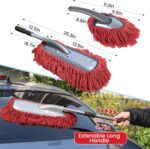 IPELY 2 Pack Large Car Duster Exterior Scratch Free with Extendable Handle and Car Duster Interior, Wax Cotton Hair Dusters (Red) - Image 6