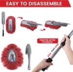 IPELY 2 Pack Large Car Duster Exterior Scratch Free with Extendable Handle and Car Duster Interior, Wax Cotton Hair Dusters (Red) - Image 7