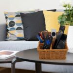 Rattan Remote Control Holder, Wicker Desk Organizer Basket for TV Remotes, Office Supplies, Makeup Brushes, Handwoven Storage Caddy for Tabletop, Shelf, or Kitchen Use (Golden Oak) - Image 6