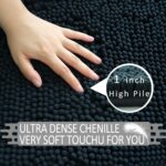 Bathroom Rugs 70x24,Super Absorbent Soft,Thick,Machine Washable Chenille Bath Mat,Non Slip Toilet Floor Rug,Bath Mats for Bathroom Floor, Home Decor Accessories,Black - Image 6