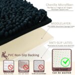 Bathroom Rugs 70x24,Super Absorbent Soft,Thick,Machine Washable Chenille Bath Mat,Non Slip Toilet Floor Rug,Bath Mats for Bathroom Floor, Home Decor Accessories,Black - Image 8