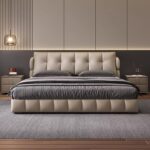 King Size Genuine Leather Wood Bed Upholstered Platform Bed Frame with Wingback Headboard and Storage Drawers Strong Wooden Slat Support No Box Spring Needed Noise Free - Image 4