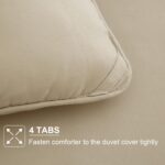 AMWAN Box Stitched Comforter Set Full 3 Pieces, Khaki Brushed Bedding Comforter Set 1 Comforter with 2 Pillowcases, Warm Fluffy Microfiber Full Size Bedding Set for Kids Teens and Adults (Khaki) - Image 4