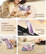 GVIEWIN Marble for iPhone 16 Pro Case Compatible with MagSafe, [with Screen Protector&Camera Lens Protector], Military-Grade Protection Shockproof Women Magnetic Phone Cover (Dreamland River/Purple) - Image 7