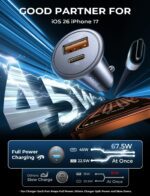 AINOPE 67.5W Car Charger USB C Fast Charge for iPhone 17 Pro, PD 45W USB C Car Charger Fast Charging【Mini & Metal】 Cigarette Lighter Adapter for iPhone 17 Pro Max 16 15 Air Samsung S25 - Image 3