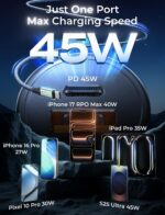 AINOPE 67.5W Car Charger USB C Fast Charge for iPhone 17 Pro, PD 45W USB C Car Charger Fast Charging【Mini & Metal】 Cigarette Lighter Adapter for iPhone 17 Pro Max 16 15 Air Samsung S25 - Image 6