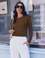 Ekouaer 3 Pack Long Sleeve Shirts for Women Crew Neck Thermal Tops Lightweight Base Layer Undershirt Tees 2025 S-XXL - Image 3