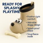 Toddler Rain Boots – Premium Kids Rain Boots for Boys & Girls with Non-Slip Soles – Children's EVA Outdoor Shoes - Beige Doggy Paw Design - Image 4