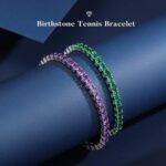 Iefil Christmas Gifts for Women - Size 6.5" - 7" Sterling Silver Tennis Birthstone Bracelet, Anniversary Birthday Gifts for Women - Image 4