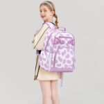 Cute Cow Print Backpack for School Bookbag Kids Kindergarten Elementary Backpacks for Girls ages 6-8-10 (Purple Cow Print) - Image 3