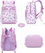 Cute Cow Print Backpack for School Bookbag Kids Kindergarten Elementary Backpacks for Girls ages 6-8-10 (Purple Cow Print) - Image 7