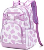 Cute Cow Print Backpack for School Bookbag Kids Kindergarten Elementary Backpacks for Girls ages 6-8-10 (Purple Cow Print) - Image 8