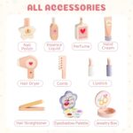 ROBUD Kids Vanity Table and Chair Set, Pink Girls Vanity with 11Pcs Accessories, Pretend Play Kids Vanity with Mirror and Drawer, Princess Makeup Desk Dressing Table, Ideal Gift for Girls Age 3+ - Image 3