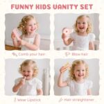 ROBUD Kids Vanity Table and Chair Set, Pink Girls Vanity with 11Pcs Accessories, Pretend Play Kids Vanity with Mirror and Drawer, Princess Makeup Desk Dressing Table, Ideal Gift for Girls Age 3+ - Image 7