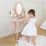 ROBUD Kids Vanity Table and Chair Set, Pink Girls Vanity with 11Pcs Accessories, Pretend Play Kids Vanity with Mirror and Drawer, Princess Makeup Desk Dressing Table, Ideal Gift for Girls Age 3+ - Image 9