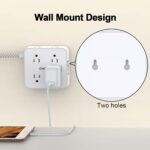 Surge Protector Power Strip - CHCORE 5Ft Braided Extension Cord with 8 Outlets with 4 USB (2 USB C) Charging Ports, Flat Plug Multi Plug Outlet Extender Charging Station for Home Office, ETL, White - Image 6