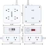 Surge Protector Power Strip - CHCORE 5Ft Braided Extension Cord with 8 Outlets with 4 USB (2 USB C) Charging Ports, Flat Plug Multi Plug Outlet Extender Charging Station for Home Office, ETL, White - Image 8