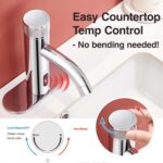 Touchless Bathroom Faucet with Automatic Sensor Function, Bathroom Sink Faucet with Hole Cover Plate, Countertop Temperature Adjustment, Chrome - Image 4