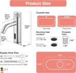 Touchless Bathroom Faucet with Automatic Sensor Function, Bathroom Sink Faucet with Hole Cover Plate, Countertop Temperature Adjustment, Chrome - Image 5