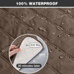 TAOCOCO 100% Waterproof Recliner Chair Cover Non-Slip Reclining Cover for Recliner Chair Washable Chair Seat Cover with Elastic Straps for Pets Sofa Slipcover with Pocket (Oversized 28'', Brown) - Image 3
