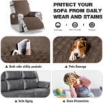TAOCOCO 100% Waterproof Recliner Chair Cover Non-Slip Reclining Cover for Recliner Chair Washable Chair Seat Cover with Elastic Straps for Pets Sofa Slipcover with Pocket (Oversized 28'', Brown) - Image 5